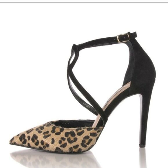 CHRISTIAN SIRIANO LEOPARD PRINT ADJUSTABLE ANKLE STRAP POINTED TOE SHOE - Picture 4 of 16